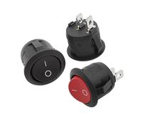 KCD1-105 Diameter 20mm Round Rocker Switch AC 6A/250V 10A/125V 2 Pin Boat Rocker Switch ON-OFF Push Button Switch Red Black 5Pcs(Red 5Pcs)