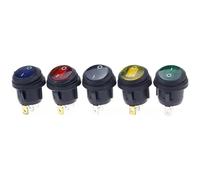 KCD1-2 3Pins ON/OFF SPST Rocker Switch Car Boat Light Round Red 1Pcs(Green,12V)
