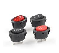KCD1 25 * 16.5mm Mini Round Boat Rocker Switch 2/3 Pin SPST ON-ON ON-OFF ON-OFF-ON 6A/250VAC Power Button Switch With Light 5Pcs(3P Red ON-OFF-ON)
