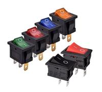 KCD1 Mini 6A 250VAC Rocker Switch ON OFF SPST 12V 220V Red Green Blue Light Rocker Toggle Switch ON-ON/ON-OFF-ON 10pcs(Yellow,12V Light)
