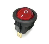 KCD1 Round Type Rocker Switch ON-OFF Latching 2 Position Plastic Push Button Switch with LED Illuminate 3-Pin Terminal(Red LED)