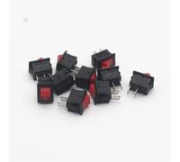 KCD11-101 3A/250V Small Black 10 * 15mm SPST 2PIN ON/OFF G130 Rocker Switch 10Pcs(Red)