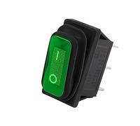 KCD3 3 Pin 12V 220V LED Light 20A On/Off Rectangular Long Rocker Switch Waterproof Car Dashboard Ship Type(Green)