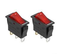 KCD3 Rocker Switch 2pcs Red DPST 3-Pin 15A 250V