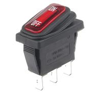 KCD3 Ship Type 3pin ON/OFF 15A 250V / 20A 125V AC,Light Waterproof Power Switch High Current Rocker With LED Button Switch(1PCS Black,LED AC 220-250V)