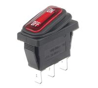 KCD3 Ship Type 3pin ON/OFF 15A 250V / 20A 125V AC,Light Waterproof Power Switch High Current Rocker With LED Button Switch IDGTTLDF(1PCS Red,LED AC 220-250V)
