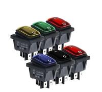 KCD4 12V 220V Latching Switch Four Feet ON OFF With Lights 4PIN Rocker Power LED 5Pcs(Green,5PCS)