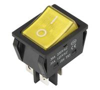KCD4-201N-3 Perforate 30 X 22 Mm 30A 4 Pin ON - OFF Rocker Power Switch With 220V Light 5Pcs(Yellow)