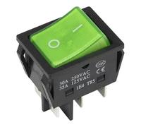KCD4-202N-3 Perforate 30 X 22 Mm 30A 6 Pin ON - ON Rocker Power Switch With 220V Light 5Pcs(Green)