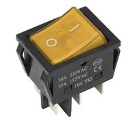 KCD4-202N-3 Perforate 30 X 22 Mm 30A 6 Pin ON - ON Rocker Power Switch With 220V Light 5Pcs(Yellow)