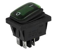 KCD4-2X1N Perforate 29 X 22 Mm 4 Pin ON - OFF Rocker Power Switch With 220V Light 5Pcs(Green,12 V)