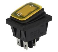 KCD4-2X1N Perforate 29 X 22 Mm 4 Pin ON - OFF Rocker Power Switch With 220V Light 5Pcs(Yellow,220 V)