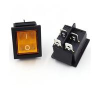 KCD4 Rocker Switch 4Pin/6Pin 25x31mm With Light Two Levels 16A/20A Snap-in High Current ON/OFF 5Pcs(K021d07Yellow4pinLED)