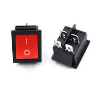 KCD4 Rocker Switch 4Pin/6Pin 25x31mm With Light Two Levels 16A/20A Snap-in High Current ON/OFF 5Pcs(K021b053-Red 4-Pin)