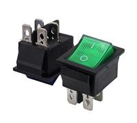 KCD4 Rocker Switch 4Pin/6Pin 25x31mm With Light Two Levels 16A/20A Snap-in High Current ON/OFF 5Pcs(K021f070Green4PinLED)