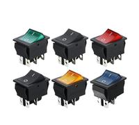 KCD4 Rocker Switch ON OFF With Led 16A 250V 220V T85 20A Small 6Pin 4Pin Light 2 Position Toggle Switches(Black 4PIN,100PCS)