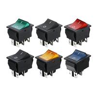 KCD4 Rocker Switch ON OFF With Led 16A 250V 220V T85 20A Small 6Pin 4Pin Light(Black 4PIN,100PCS)