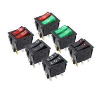 KCD6 16A 250V AC Rocker Switch Boat Switch 6Pins With Lamp ON-OFF KCD8 20A125V AC The Power Switch 1Pcs(6Pin Black)