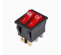 KCD6 Double Red Green Light Rocker Switch 6Pin ON-OFF 30 * 22mm 2 Ways Boat 1Pcs(6P2T Red Light)