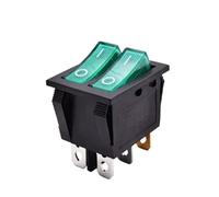 KCD6 Illuminated Dual Push Button Rocker Switch 6 Pin 12V 220V Lamp Latching Red Green On Off Boat Power Switch 16A 250V IDGTTLDF(Green,2PCS_220V)
