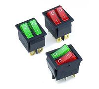 KCD8 6PIN Rocker Switch Power Switch Duplex ON-Off 2Position 6 Pins with Light 16A 250VAC/20A 125VAC (Color : Red Green)