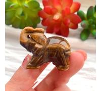 KCDFDVJFBM 1pc Clear Quartz Elephant Carving Ornament Crystal Animal Healthy Gift Family Decoration (Color : Tigereye)