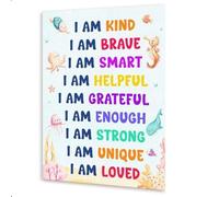 KCDFDVJFBM Affirmations Wall Decor for,I Am Kind Smart Canvas Wall-Art,Nursery Marine Animal Wall-Art,Inspirational Wall Decor for Room Classroom Nursery(12x18inch(30x45cm))