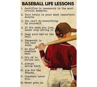 KCDFDVJFBM Baseball Mentality, Encouraging Life Lessons Wall-Art, Canvas Print for Athlete, Coach, Fan(Framed,08x12inch(20x30cm))