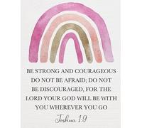 KCDFDVJFBM Boho Prayer Room Decor Inspirational Bible Verse Art Scripture Print Joshua 1:9 Christian Wall Decor Gift for Home Office(Unframed,12x18inch(30x45cm))