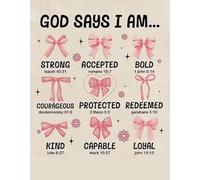 KCDFDVJFBM Coquette Style Christian Wall-Art | Bow & God Says I Am Inspirational - Sweet Decor for Toddler Girls Room, Bedroom, Bathroom, Apartment(Unframed,16x24inch(40x60cm))