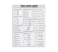 KCDFDVJFBM Essential Trig Identities Formula Sheet Math Poster Canvas Wall-Art for Classroom Home Learning Space(Framed,16x24inch(40x60cm))