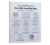 KCDFDVJFBM First Time Mom Guide Hospital Bag Checklist Poster Labor and Delivery Essentials Canvas Wall-Art for Nursery Pregnancy Gift(Unframed,08x12inch(20x30cm))