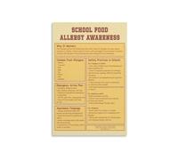 KCDFDVJFBM Food Allergy Educational Poster for Classroom Nurse Office Wall-Art Anaphylaxis Awareness Sign First Aid Information Print(Framed,08x12inch(20x30cm))