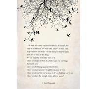 KCDFDVJFBM For What It's Worth Literary Poster - F. Scott Fitzgerald Quote Wall-Art, Inspirational Print for Book Lovers & Home Decor(Framed,16x24inch(40x60cm))
