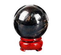 KCDFDVJFBM Garnet Crystal Ball Ornaments Black Sphere Desktop Decor Feng Shui Stone for Divination Home Decoration,60~70mm