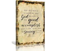 KCDFDVJFBM God Meant It For Wall-Art, 50:20 Bible Verse Canvas Print, Inspirational Christian Decor for Dining Room, Bedroom, and Living Room(Framed,16x24inch(40x60cm))