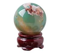 KCDFDVJFBM Home Decor Crystal Ball Green Cherry Agate Sphere Gemstone Raw Stone Polished for Witchcraft and Decorative Balls Sculpture Figurine,4~4.5cm