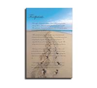 KCDFDVJFBM Hope and Inspiration Canvas Print Footprints in the Sand Poem Wall-Art Quote for Bedroom Living Room Home Decor(Framed,12x18inch(30x45cm))