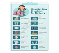 KCDFDVJFBM Hospital Bag Essentials Checklist Poster Labor Delivery Preparation for Moms Shower Gift Idea Wall-Art(Framed,08x12inch(20x30cm))