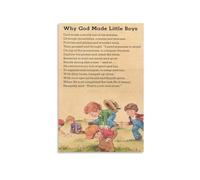 KCDFDVJFBM Inspirational Poster for Boys: Why God Made Little Boys Quote Wall-Art - Nursery Decor, 's Room Art, or Heartwarming Home Gift(Framed,16x24inch(40x60cm))