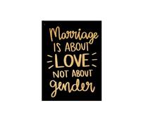KCDFDVJFBM Marriage Quote Canvas Art, Gold Foil Print Love Not Gender for Wedding Decor, Inclusive LGBTQ+ Wall Painting, Modern Anniversary or Housewarming Gift(Unframed,16x24inch(40x60cm))