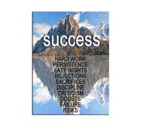 KCDFDVJFBM Motivational Canvas Poster Snow Mountain Background Success Inspirational Quotes for Gym Office Home Ready to Hang(Framed,08x12inch(20x30cm))