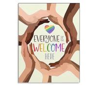 KCDFDVJFBM Motivational Poster for Social Worker: Everyone Is Welcome Here Diversity and Inclusion Wall-Art(Unframed,16x24inch(40x60cm))