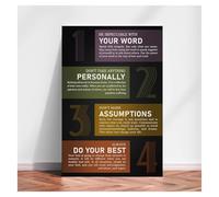 KCDFDVJFBM Motivational Quote Poster The Four Agreements Four Ways to Change Your Life Inspirational Print Home Office Wall-Art(Framed,12x18inch(30x45cm))