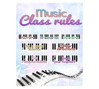 KCDFDVJFBM Music Classroom Decor Rules Poster Printable Teacher Welcome Sign(Framed,12x18inch(30x45cm))