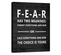 KCDFDVJFBM Office Home Decor Canvas Wall-Art Fear Has Two Meanings Quote Motivational Inspirational Poster Print for Bedroom Living Room(Framed,12x18inch(30x45cm))
