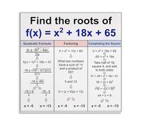 KCDFDVJFBM Quadratic Equation Guide Poster Roots Formula Factoring Completing the Square Canvas Painting Wall-Art for Home Decor Bedroom and Living Room(Framed,08x12inch(20x30cm))