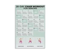 KCDFDVJFBM Senior Chair Exercise Poster - Low Impact Workout Guide Wall Art for Elderly, Physical Therapy, Home Gym Decor(Framed,16X24inch(40X60cm))