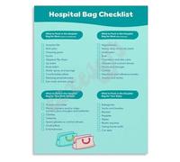 KCDFDVJFBM Shower Gift Hospital Bag Checklist Poster Labor Delivery Preparation Guide for Expecting Mother Canvas Wall-Art(Framed,12x18inch(30x45cm))