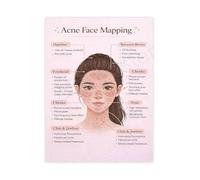 KCDFDVJFBM Skincare Guide Poster Acne Causes Face Mapping Chart Canvas Wall-Art for Vanity or Bathroom Decor(Unframed,12x18inch(30x45cm))
